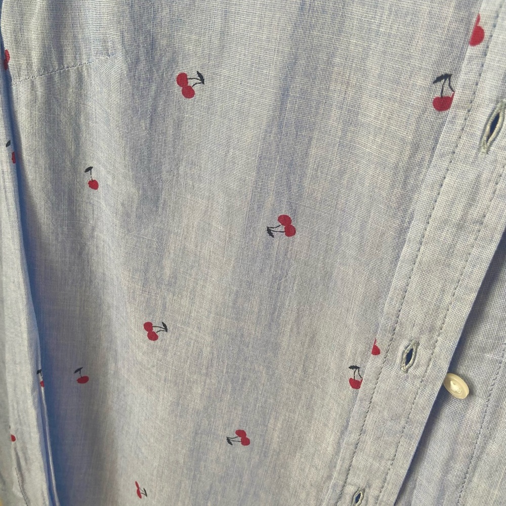 SOLD GAP Boyfriend Fit Cherry Button Down Shirt - Picture 3 of 4